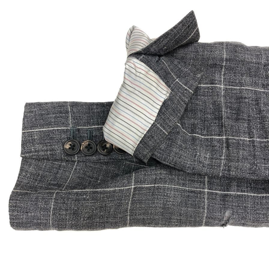 中古◆スーツセレクト リネン テーラードジャケット JSJ1750 グレー サイズA5 メンズ チェック SUIT SELECT DALSASSO 【AFB33】