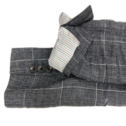 中古◆スーツセレクト リネン テーラードジャケット JSJ1750 グレー サイズA5 メンズ チェック SUIT SELECT DALSASSO 【AFB33】