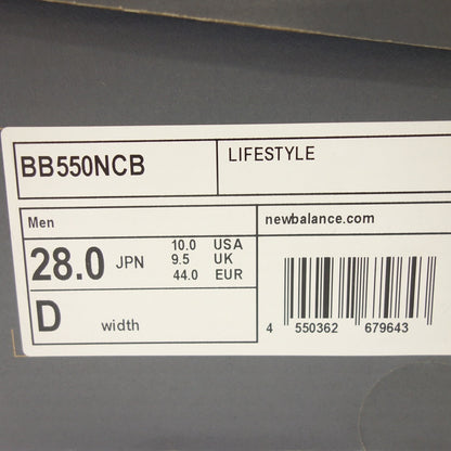 未使用 ◆ New Balance 运动鞋 BB550NCB 28 厘米 男士 白色 &amp; 灰色 new Balance [AFD2] 