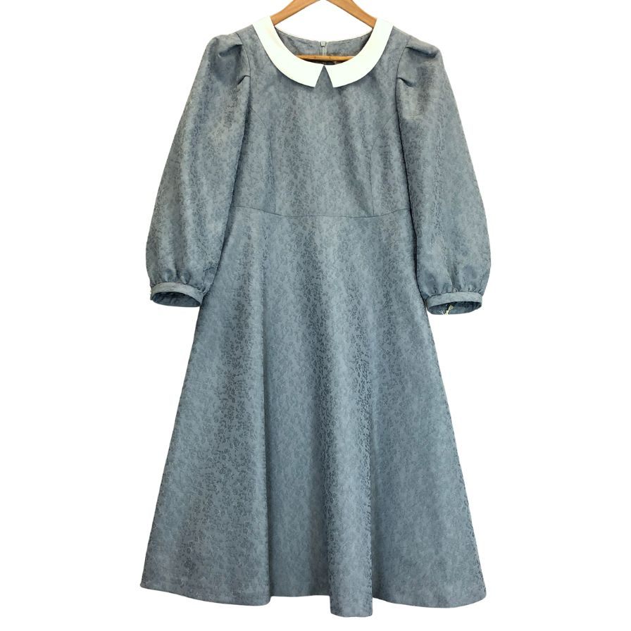 新品同様◆ジョリーミニョン ワンピース 長袖 ロング ポリエステル ブルー サイズ40 jolie mignon 【AFB13】