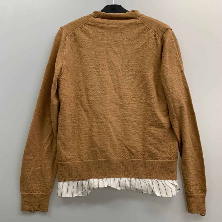極美品◆メゾン マルジェラ 22AW Vネックカーディガン ダメージ加工 ベージュ メンズ サイズM SI1HA0006 Maison Margiela 【AFB4】
