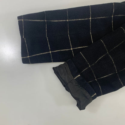 美品◆エヌハリウッド チェック柄 ウールコート ダークネイビー サイズ40 メンズ N.HOLLYWOOD 【AFA3】