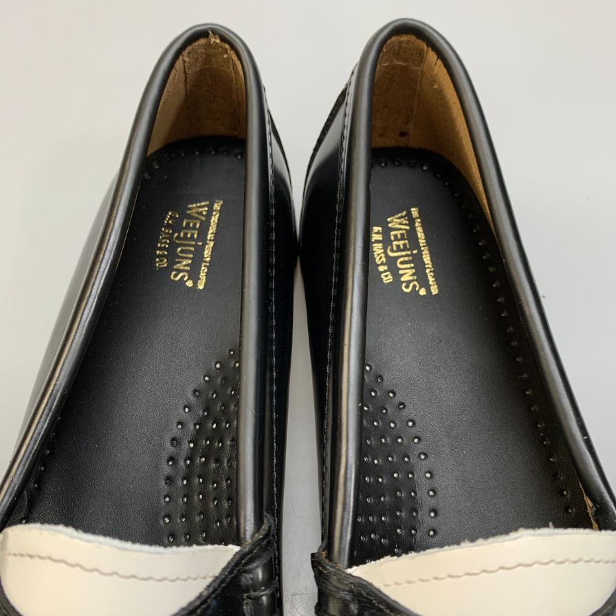 ジーエイチバス ローファー ウィージャンズ ラーソン サイズ8.0 メンズ ブラック ホワイト G.H.Bass&Co. WEEJUNS LARSON ローファー 約26.0cm【LA】【中古】
