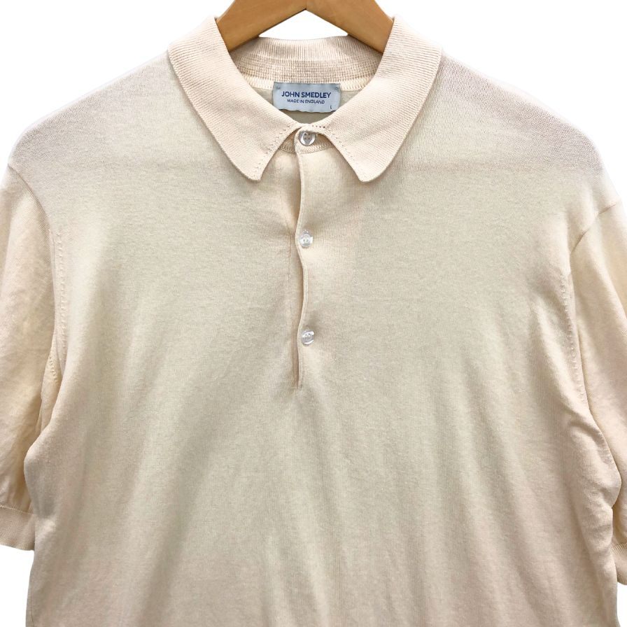 中古■ジョンスメドレー ニットポロ 半袖 ベージュ メンズ サイズL JOHN SMEDLEY 【AFB8】