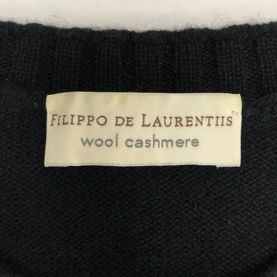 美品◆フィリッポ デ ローレンティス ウールニット カシミヤ混 SUPER120's ブラック メンズ サイズ48 filippo de laurentiis 【AFB4】