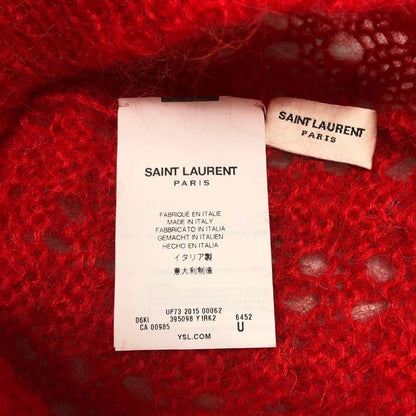 サンローラン ニットキャップ モヘア ナイロン ウール レディース レッド SAINT LAURENT PARIS