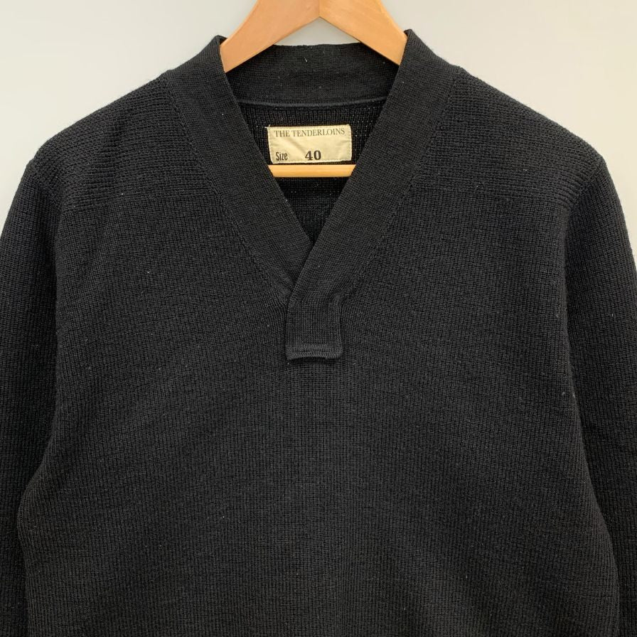 中古◆テンダーロイン ニット Vネック ウール メンズ ブラック サイズ40 THE TENDERLOIN 【AFB17】