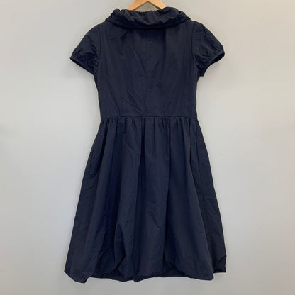 美品◆ルネ ワンピース パフスリーブ 半袖 プルオーバー ジップ ネイビー レディース サイズ38 Rene 【AFB30】