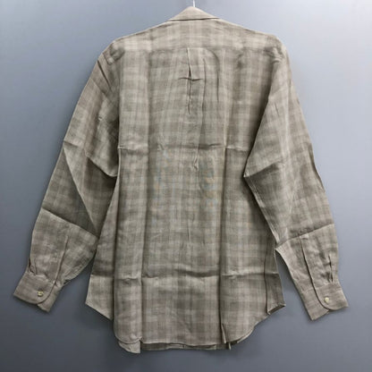 美品◆バグッタ ボタンダウンシャツ リネン チェック ベージュ系 メンズ サイズ39 BAGUTTA 【AFB38】