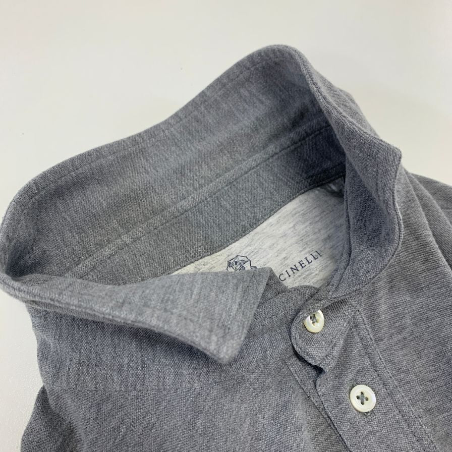 中古◆ブルネロクチネリ 長袖トップス スリムフィット ストレッチコットン メンズ サイズM グレー Brunello Cucinelli 【AFB35】