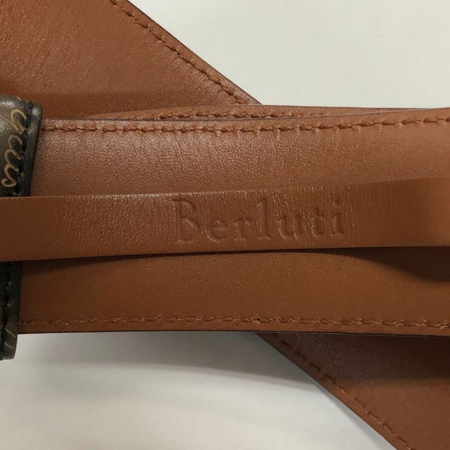 ベルルッティ カリグラフィ レザーベルト ネイビー L0124  Berluti【AFI20】