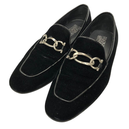 フェラガモ ビットローファー 67438 ベロア メンズ ブラック サイズ9 FERRAGAMO 約26.5cm【AFC47】