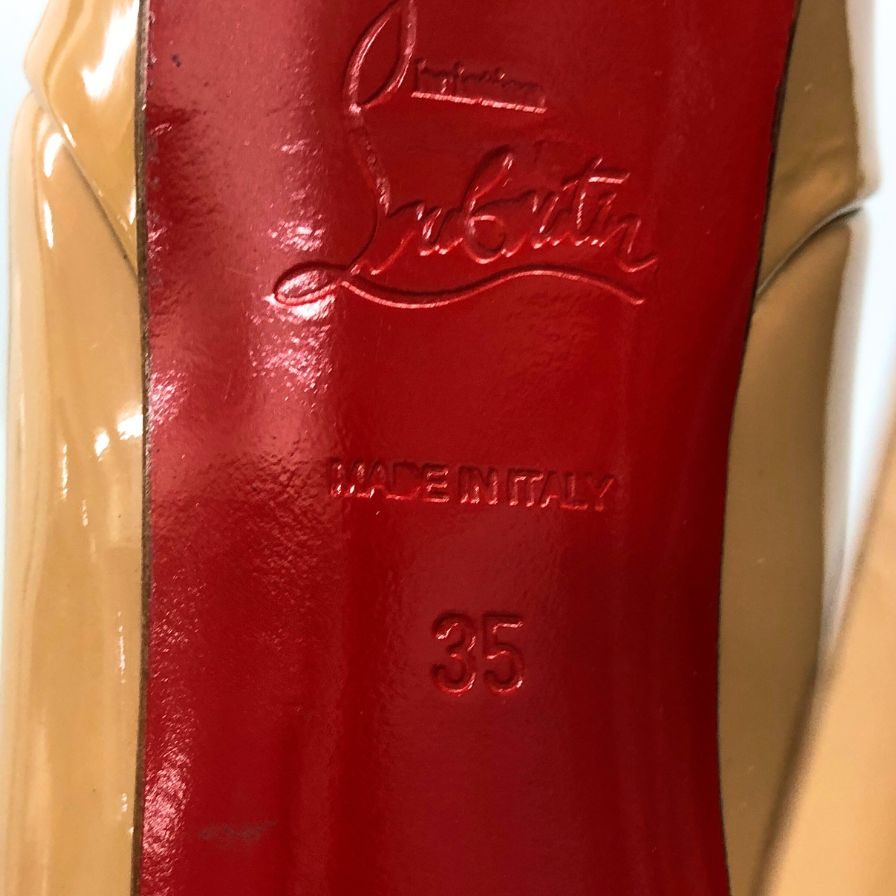 ルブタン ラウンドトゥ ハイヒール パテントレザー ベージュ サイズ35 Christian Louboutin 約22.5cm【AFD2】