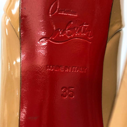 ルブタン ラウンドトゥ ハイヒール パテントレザー ベージュ サイズ35 Christian Louboutin 約22.5cm【AFD2】