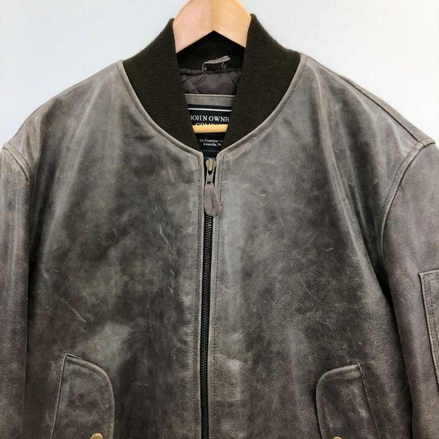 中古◆ジョン オウンビー カンパニー アウター MA-1 レザー ブラウン系 メンズ サイズM John Ownbey Company 【AFG1】