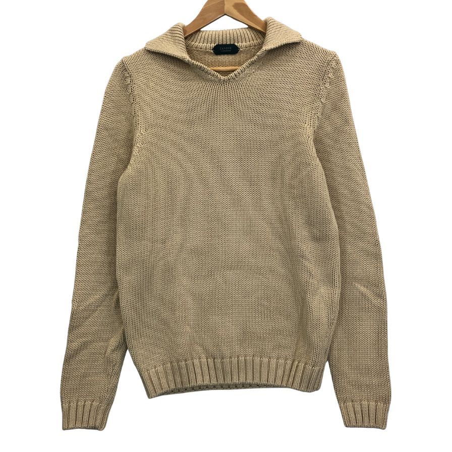 美品◆ザノーネ ニット 厚手 襟付き ニット メンズ ベージュ サイズ48 ZANONE 【AFB29】