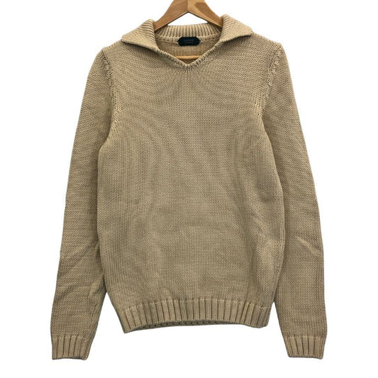 美品◆ザノーネ ニット 厚手 襟付き ニット メンズ ベージュ サイズ48 ZANONE 【AFB29】