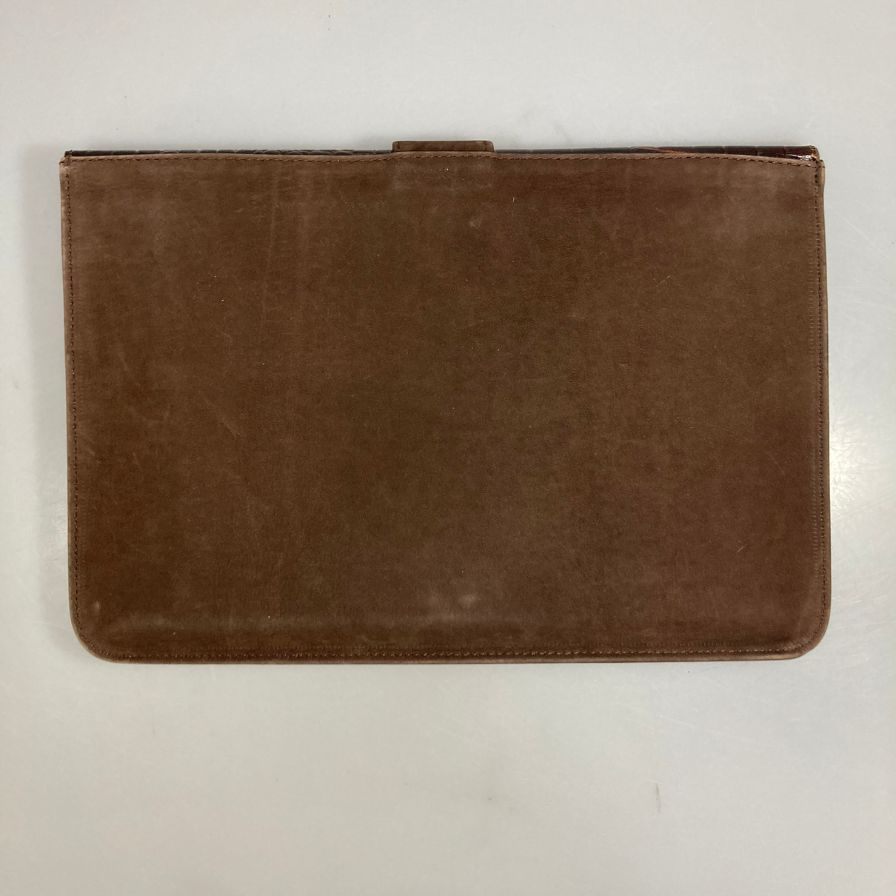 フェリーラ クロコ型押し クラッチバッグ ツイード ブラウン FERRIRA【AFE5】