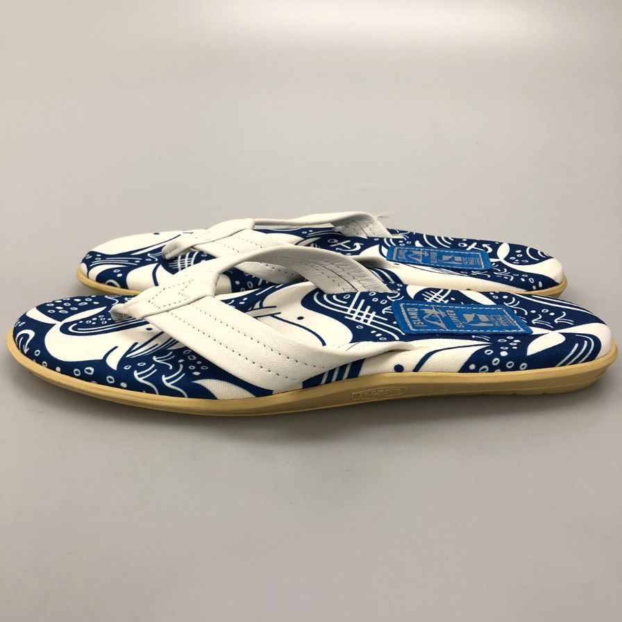 アイランドスリッパ ビーチサンダル 総柄 クラシック デザイン ブルー メンズ サイズ12 ISLAND SLIPPER 約30.0cm【AFC4】