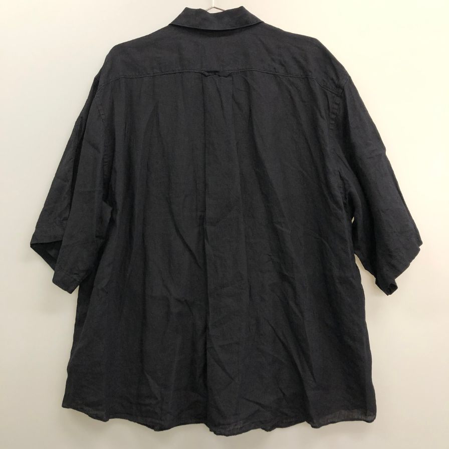 美品◆アントス スキッパー シャツ プルオーバー 半袖 リネン100% MADE IN JAPAN メンズ サイズ2 ブラック ANTOS. TOKYO 【AFB46】