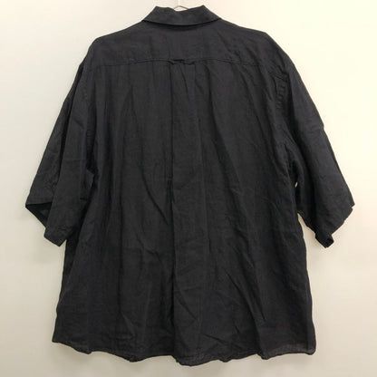 美品◆アントス スキッパー シャツ プルオーバー 半袖 リネン100% MADE IN JAPAN メンズ サイズ2 ブラック ANTOS. TOKYO 【AFB46】