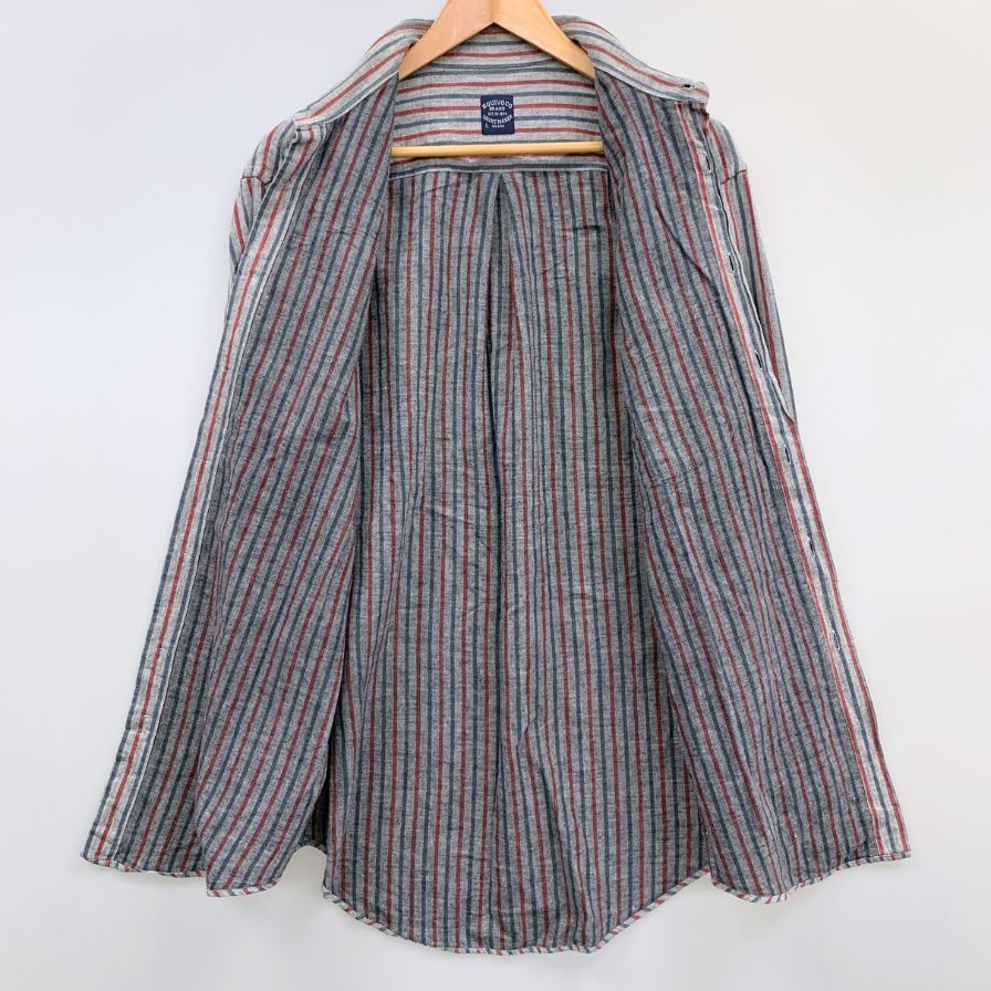中古◆エクイボコ ストライプ シャツ イタリア製 メンズ サイズL グレー系 EQUIVOCO 【AFB7】