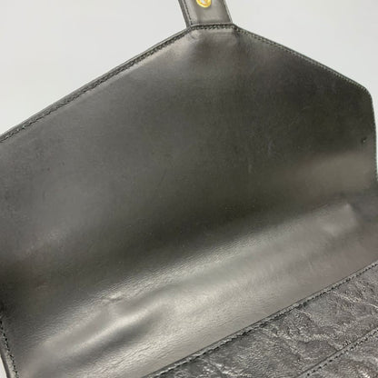 ノーブランド ハンドバッグ エレファント レザー 象 本革 ブラック ゴールド金具【AFE6】