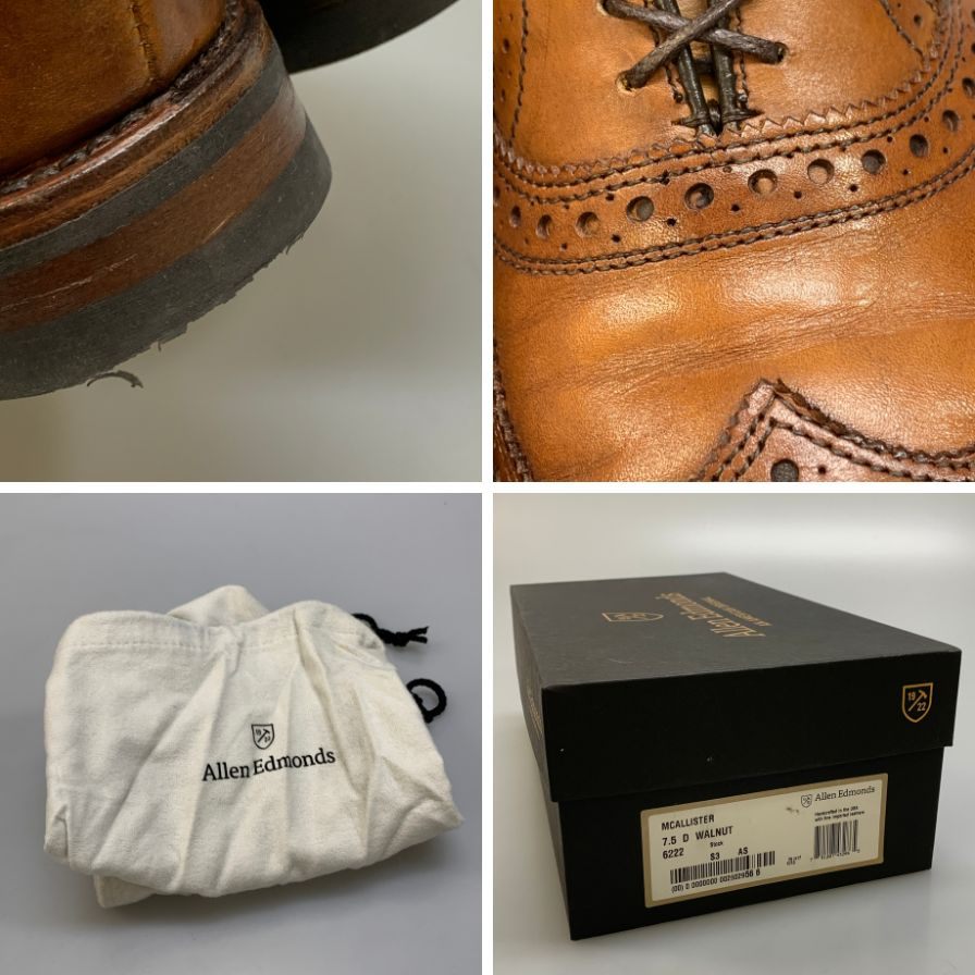 アレンエドモンズ レザーシューズ マカリスター ウイングチップ カーフ ブラウン サイズUS7.5 Allen Edmonds McAllister ビジネスシューズ 約25.5cm【LA】【中古】
