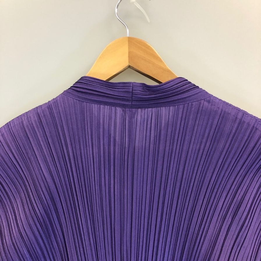 美品◆プリーツプリーズ ジャケット ジップアップ PP83-JC162 ポリエステル レディース パープル サイズ3 PLEATS PLEASE 【AFB33】