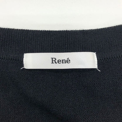 美品◆ルネ カーディガン フラワー レース 切替 コットン ブラック レディース サイズ38 Rene 【AFB6】