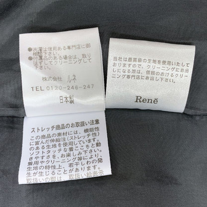 美品◆ルネ ワンピース ウール アンゴラ 長袖 フリル ジップ 膝丈 グレー レディース サイズ38 Rene 【AFB27】
