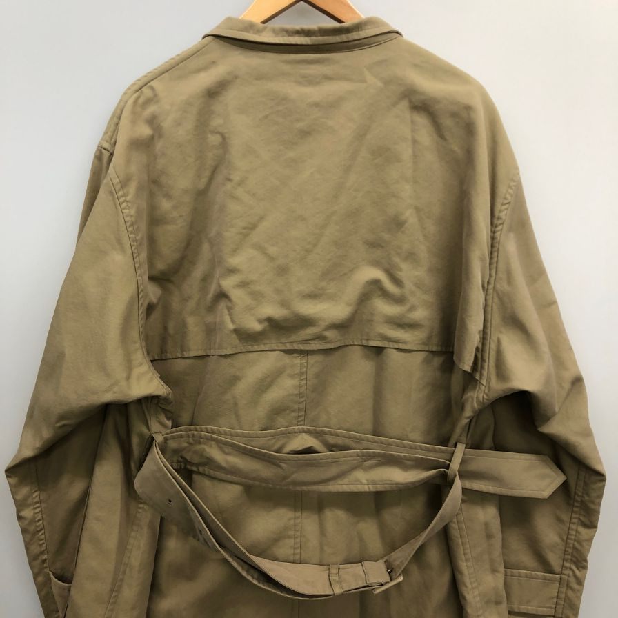 美品◆オーラリー トレンチコート ダブル WASHED FINX CUPRO TWILL LONG COAT ベージュ メンズ サイズ4 A20AC01FC AURALEE 【AFA22】
