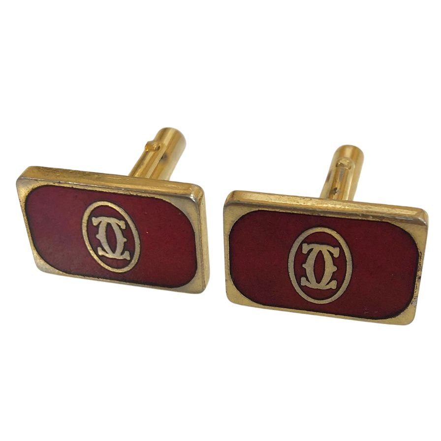 カルティエ カフス 2点セット ゴールド×レッド メンズ cartier
