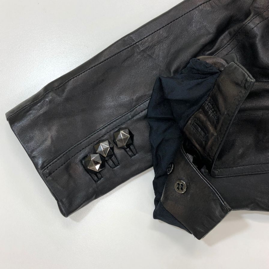 中古◆グッチ オールドグッチ 1B レザーショート丈 ジャケット イタリア製 レディース サイズ38 ブラック GUCCI 【AFG1】