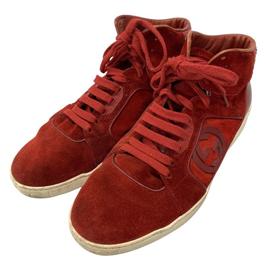 グッチ ハイカットスニーカー インターロッキングG スエード レッド メンズ サイズ9.5 295322 GUCCI 約28.0cm【AFC44】