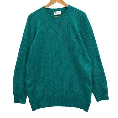 極美品◆ジョンストンズ ケーブルニットセーター クルーネック グリーン メンズ サイズM Johnstons 【AFB33】