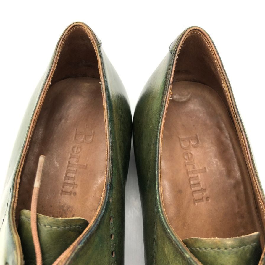 ベルルッティ ホールカット レザー メダリオン グリーンパティーヌ メンズ サイズUK6 Berluti 約24.5cm【PTM】