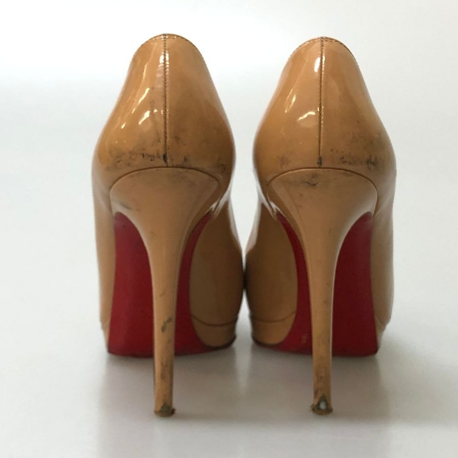 クリスチャンルブタン ヒールパンプス ハイヒール エナメル ベージュ系 サイズ36.5 レディース Christian Louboutin 約22.5cm【AFD9-2】