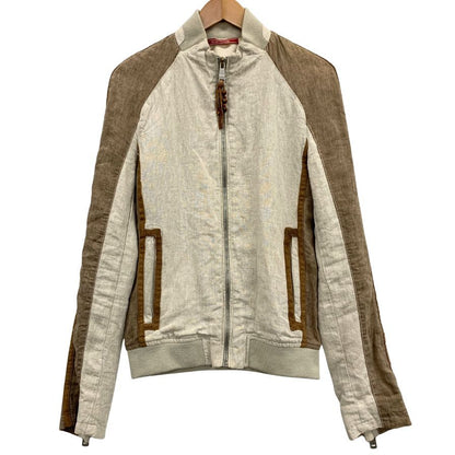 美品◆ザラ デニム クチュール ブルゾン リネン 切替 デザイン ジャケット ジャンパー ベージュ メンズ サイズS ZARA DENIM COUTURE 【AFB10】