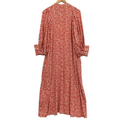 極美品◆アンバーグリーム ワンピース 総柄 花柄 レッド系 レディース ショート AMBERGLEAM 【AFB37】