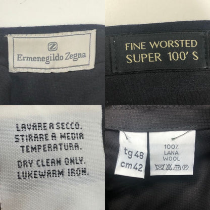 エルメネジルド ゼニア 100％ウール スラックス ネイビー サイズ 48 Ermenegildo Zegna 【AFB15】