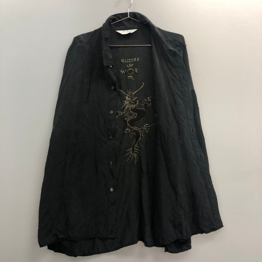 中古◆アンセルム エンブロイダードスーベニアシャツ ブラック メンズ サイズ3 ANCELLM EMBROIDERED SOUVENIR SHIRT 【AFB6】