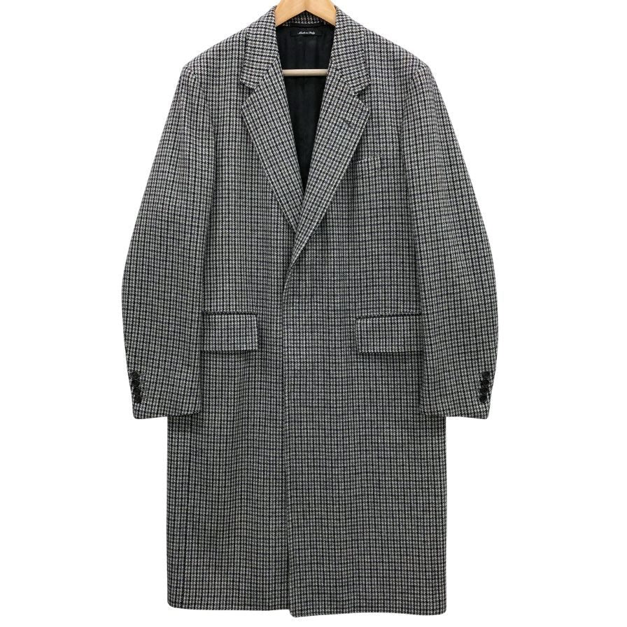極美品◆ダンヒル ロンドン メンズ チェスターコート ウール100% イタリア製  グレー チェック サイズ52 dunhill london 【AFB42】