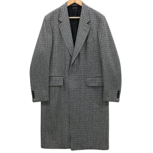 極美品◆ダンヒル ロンドン メンズ チェスターコート ウール100% イタリア製  グレー チェック サイズ52 dunhill london 【AFB42】