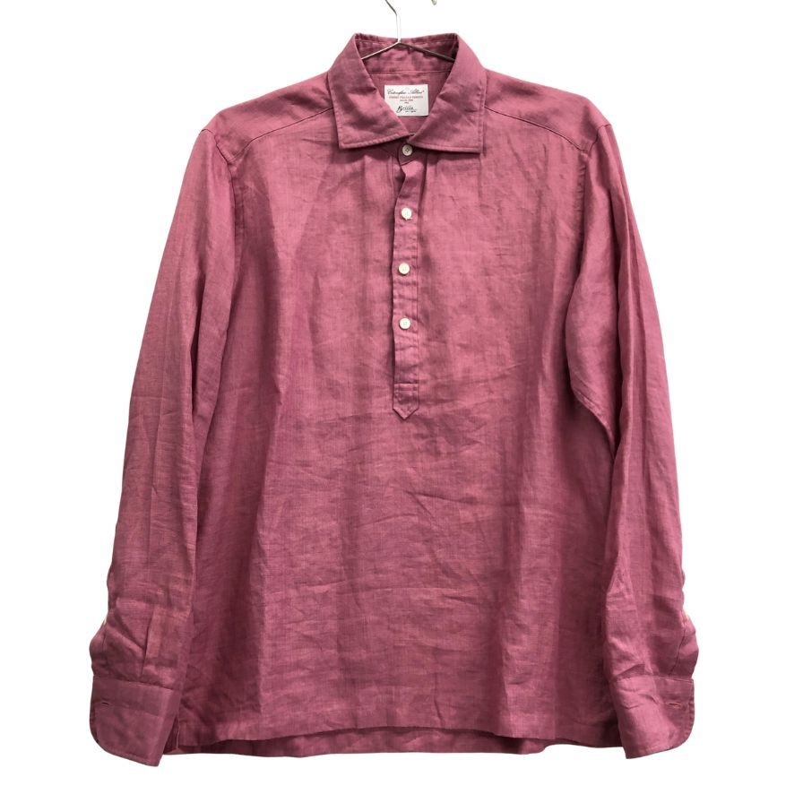 極美品◆ブリッラ ペル イル グスト プルオーバーシャツ リネン ピンク メンズ サイズL Brilla per il gusto 【AFB36】
