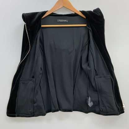 美品◆ベロアノワールバイフォクシー ニューヨーク ジップパーカー ベロア ストレッチ フード ブラック レディース サイズ40 VELOUR NOIR by FOXEY NEWYORK 【AFB20】