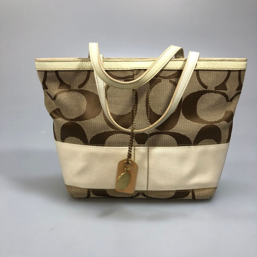 コーチ ハンドバッグ シグニチャー レザー ホワイト ベージュ系 レディース COACH【AFE6】