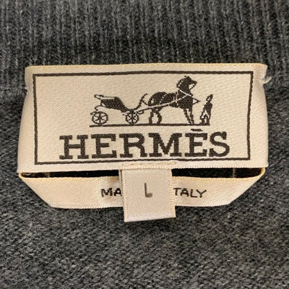 美品◆エルメス ニット カシミヤ 星座刺繍 グレー メンズ サイズL HERMES 【AFB13】