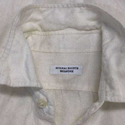 中古◆ミナミシャツ オーダー シャツ プルオーバー リネン100% メンズ サイズ不明 ホワイト MINAMI SHIRTS BESPOKE 【AFB6】