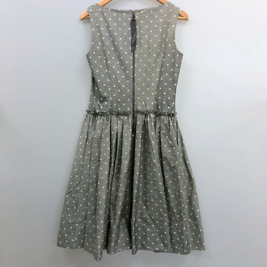 美品◆フォクシー ニューヨーク ワンピース ドット 水玉 28868 グレー レディース サイズ40 FOXEY NEW YORK 【AFB10】